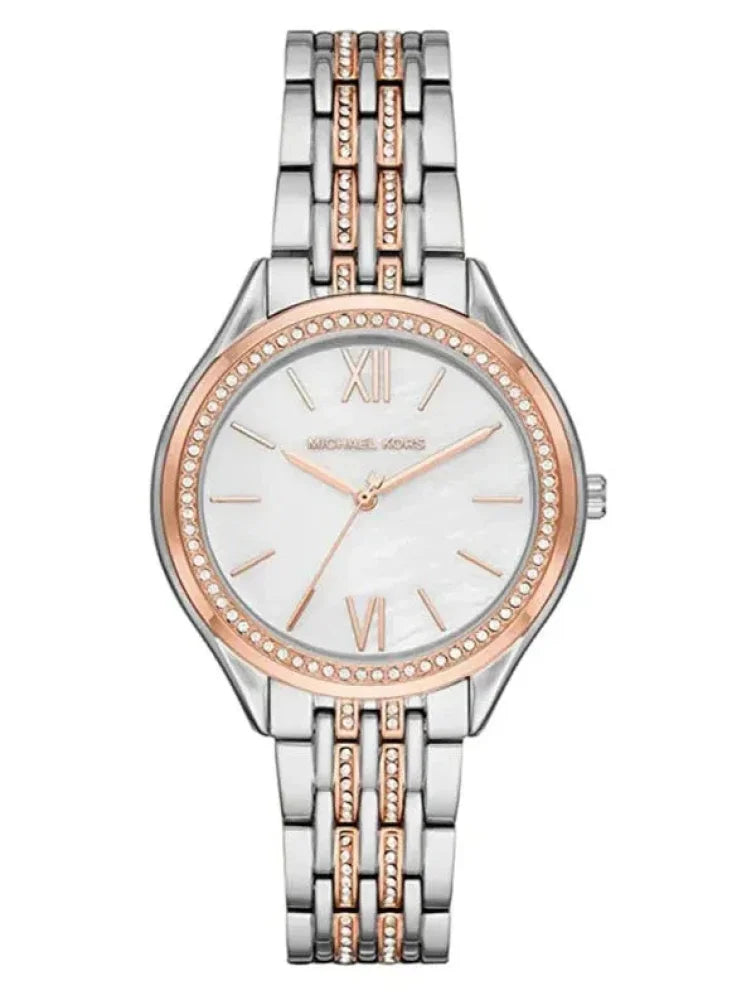 Michael Kors MK7077 Women’s Mindy Three-Hand Two-Tone Stainless Steel OLUXE.MA