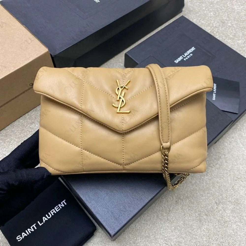 SAC A MAIN YVES SAINT LAURENT LOULOU PUFFER MINI BEIGE