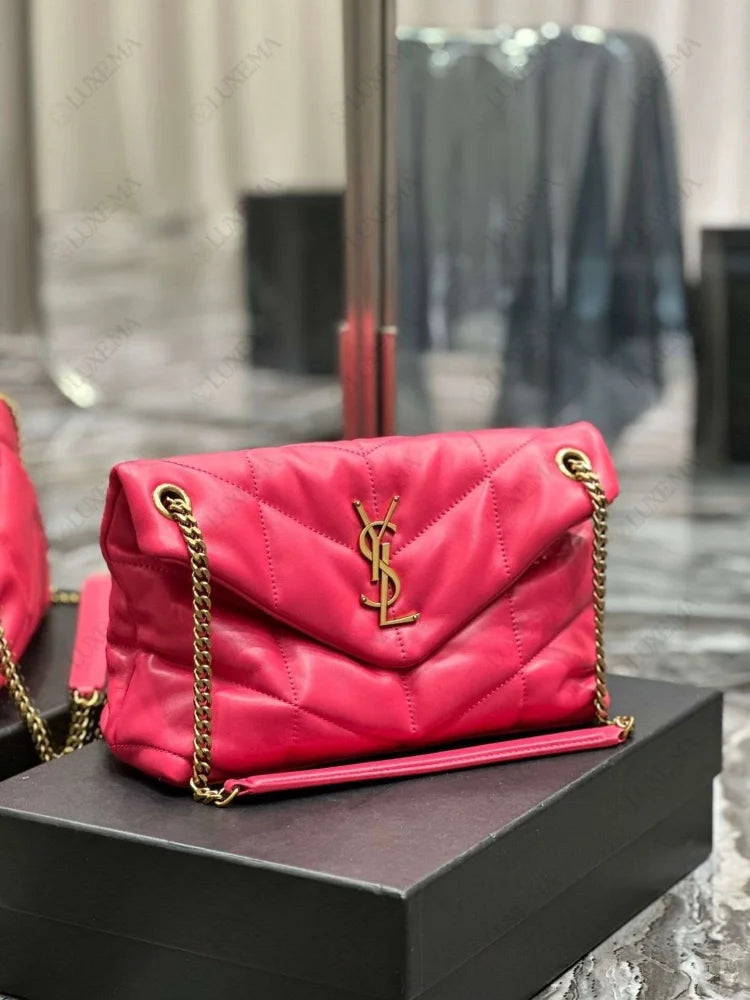 SAC A MAIN YVES SAINT LAURENT LOULOU PUFFER ROSE