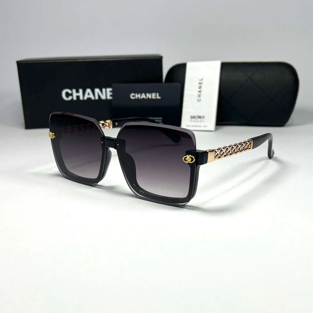 Solaire elegantes Chanel Rectangulaires Noires