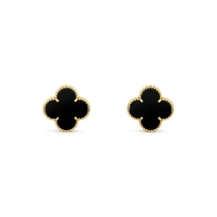 CLOVER MEDIUM 1 MOTIFS ONYX STUD EARRINGS - Earrings