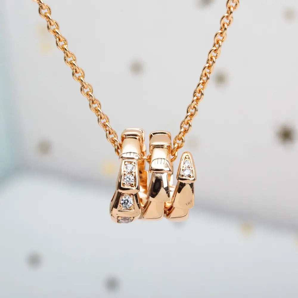 serpenti-pink-gold-necklace-diamond-necklaces-982 SERPENTI PINK GOLD NECKLACE DIAMOND - Pink Gold - Necklaces