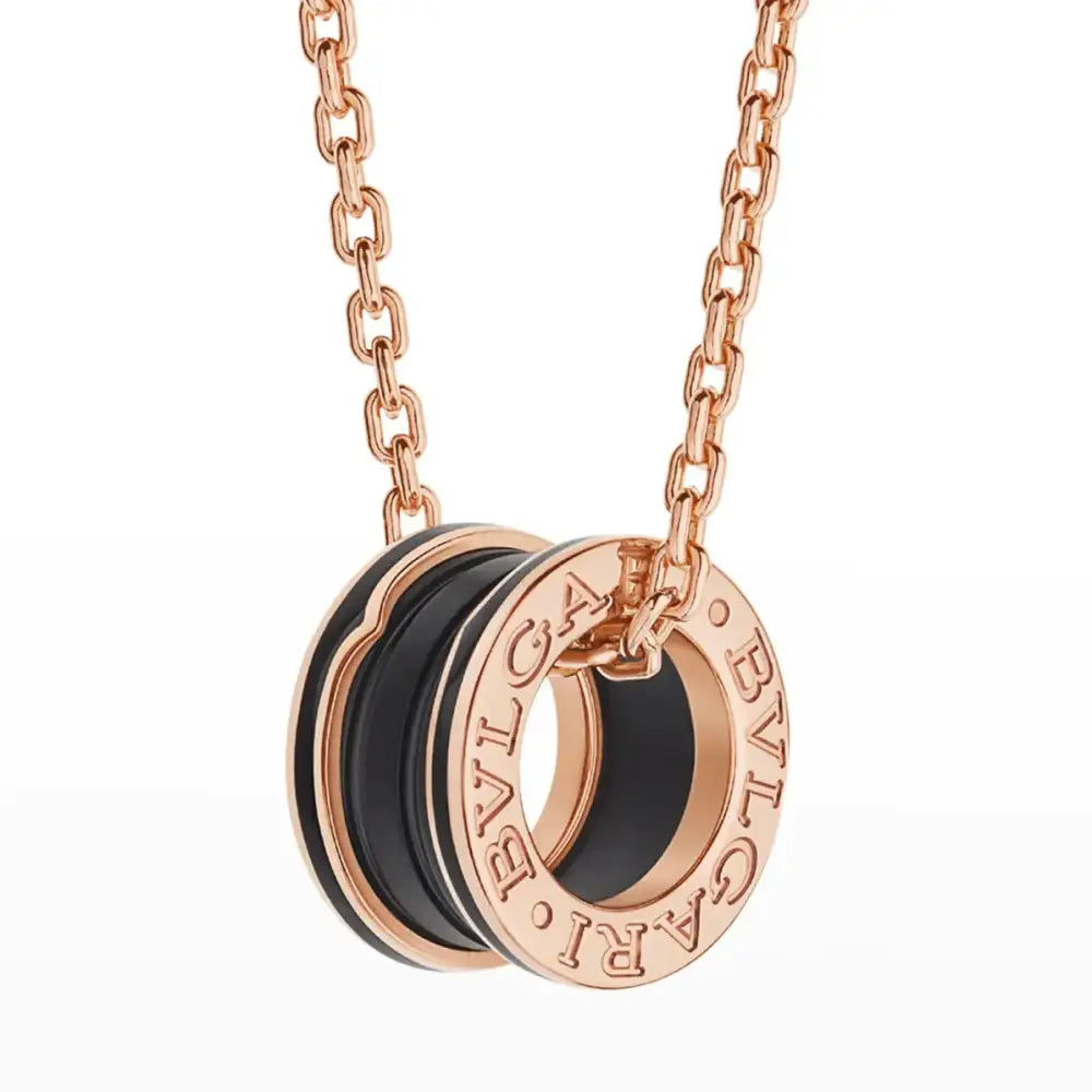 zero-1-black-ceramic-pink-gold-necklace-necklaces-548 ZERO 1 BLACK CERAMIC PINK GOLD NECKLACE - Pink gold - Necklaces