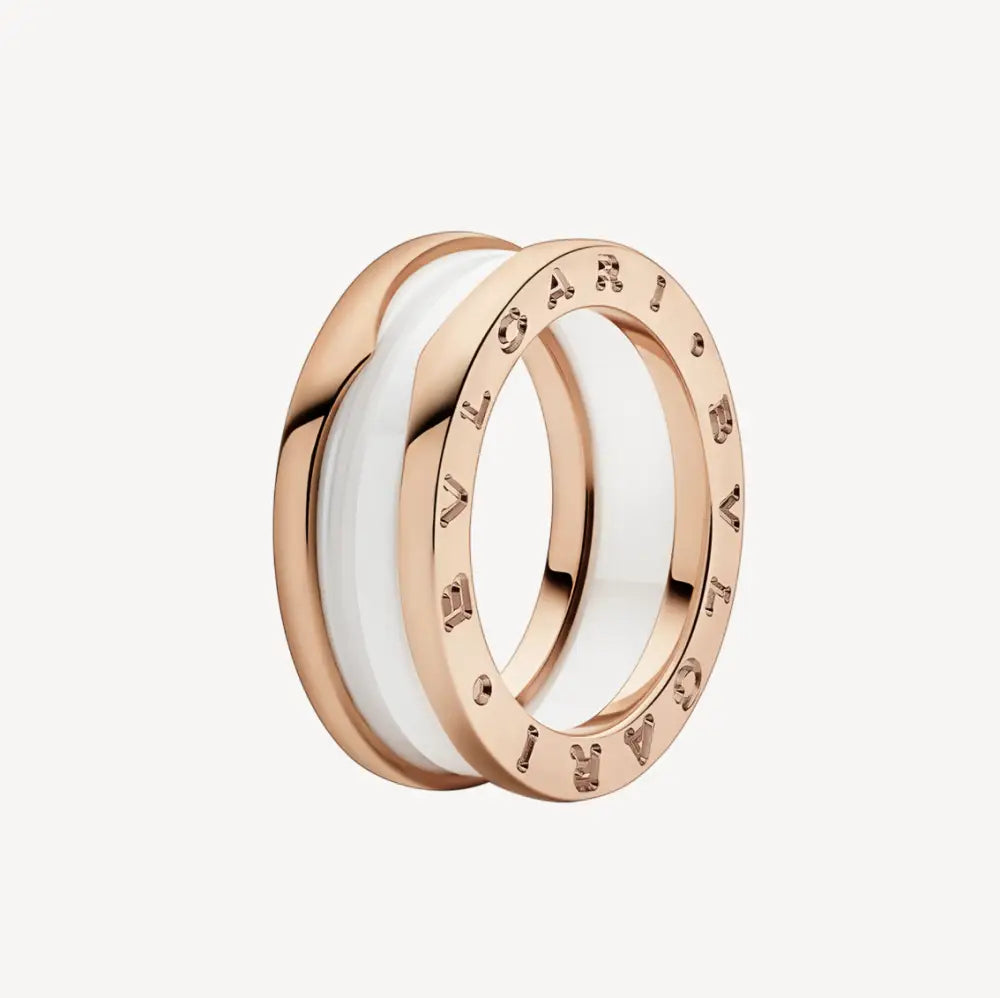 zero-1-two-band-loops-and-white-ceramic-spiral-pink-gold-ring-rings-704 ZERO 1 TWO-BAND LOOPS AND WHITE CERAMIC SPIRAL PINK GOLD RING - Rings